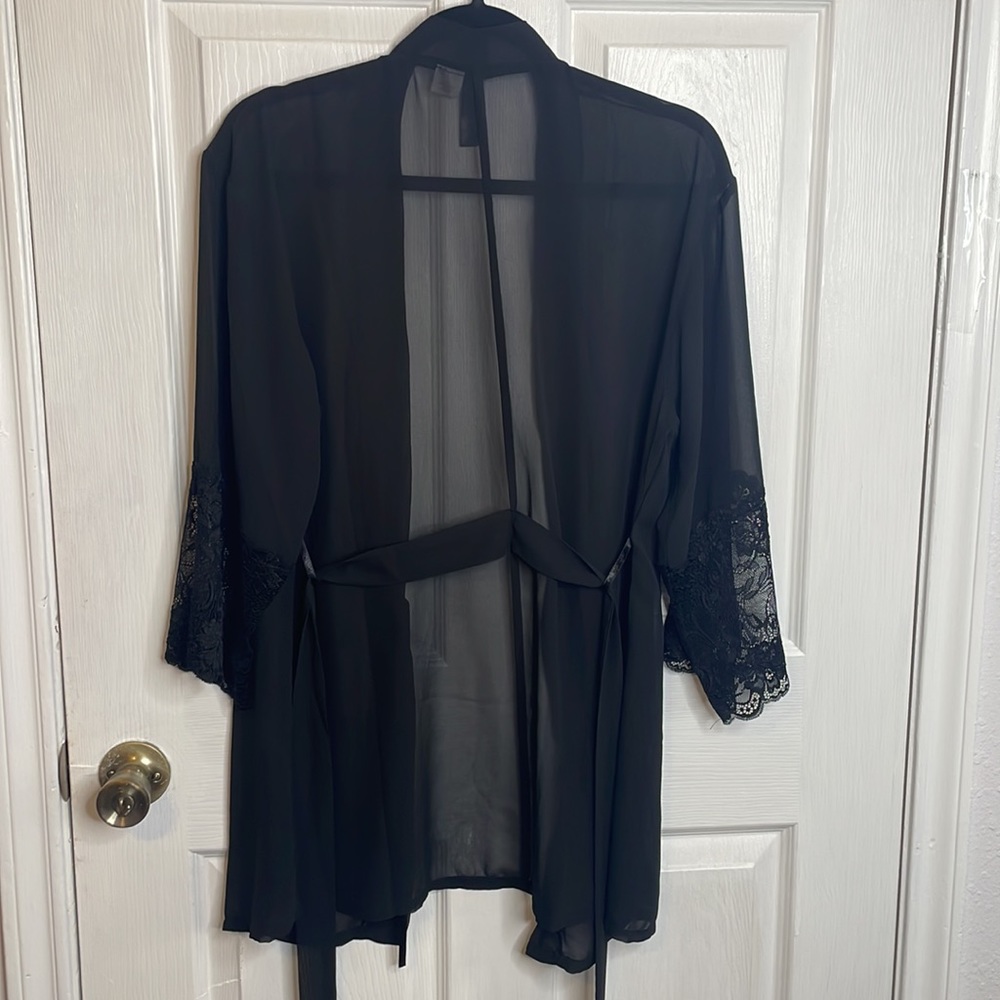 Dreamgirl Sheer Black Robe Lace Trim NWOT